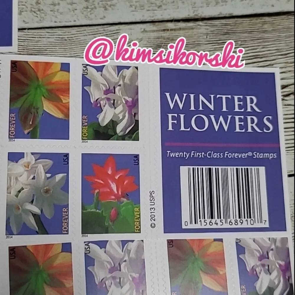 100 Winter Flowers 2014 USPS Forever Stamps Invitations Reception Save The‎ Date